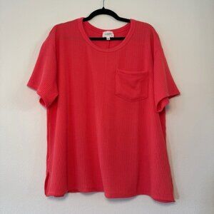 Andrée by Unit Coral Ribbed Oversized Top